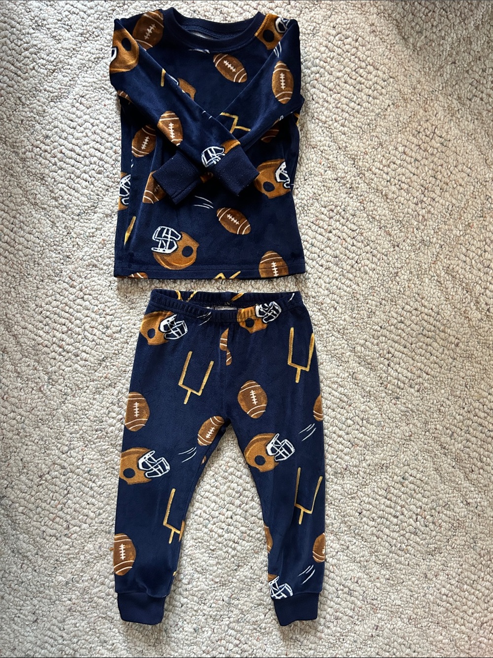 Carter's Navy Blue Football Print Kids Pajama Set